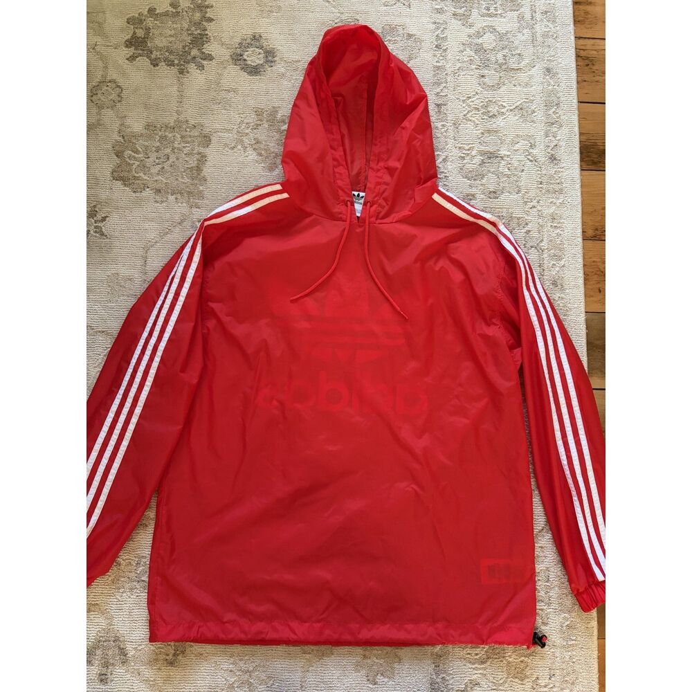 Adidas Originals Red Hooded Adjustable Waist Windbreaker